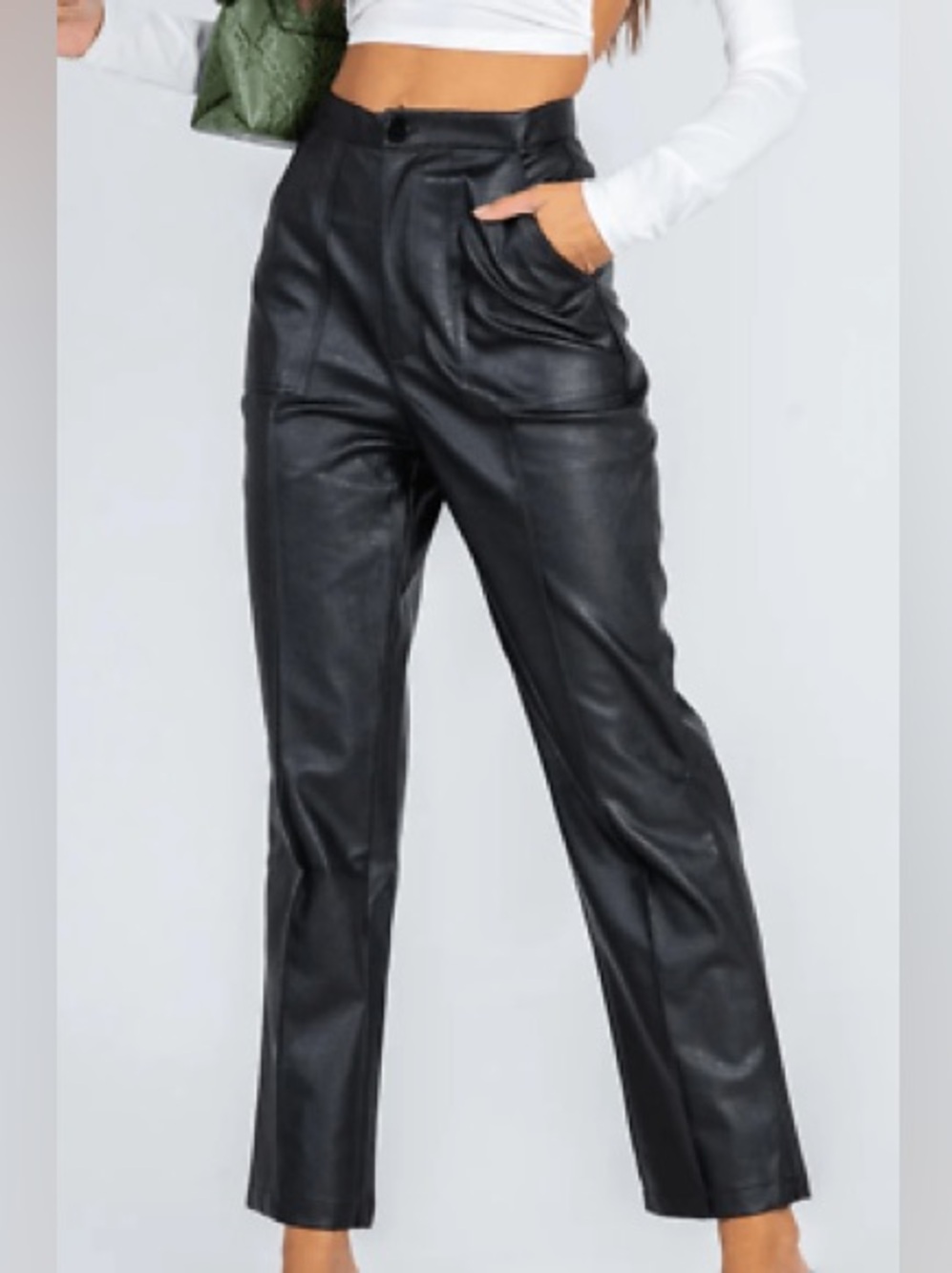 Princess Polly Black High-Rise Faux Leather Straight Pants